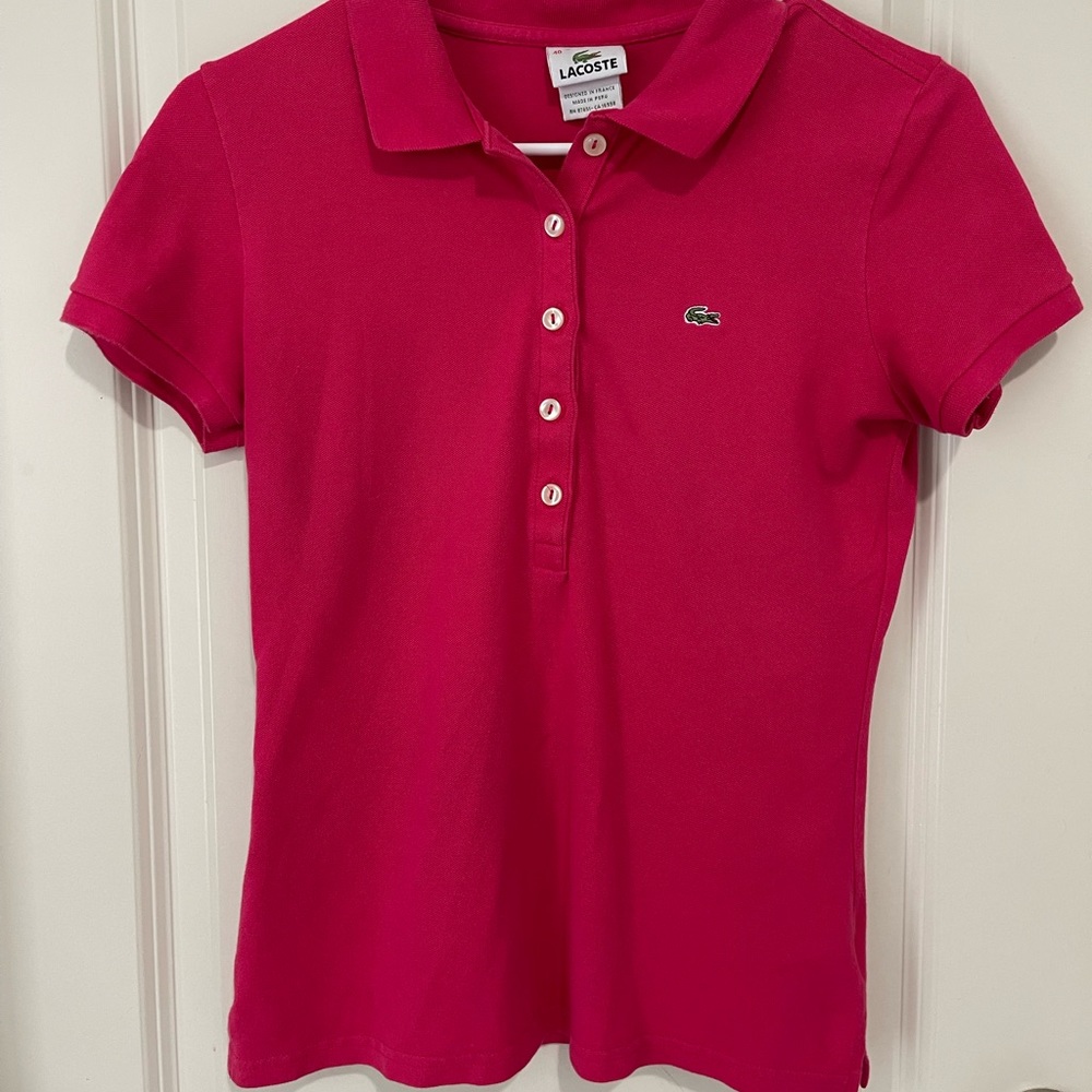 Lacoste polo pink shirt